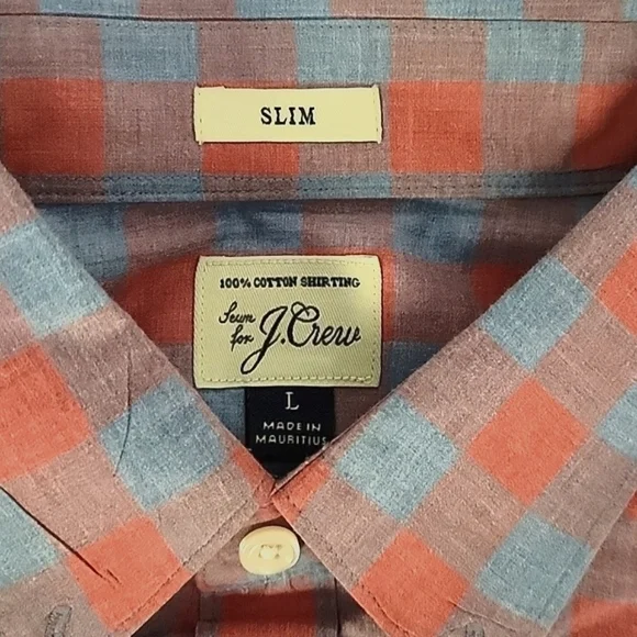 J Crew Men's Slim-fit Bowery wrinkle-free stretch cotton Shirt / Large / Gingham - Picture 3 of 3